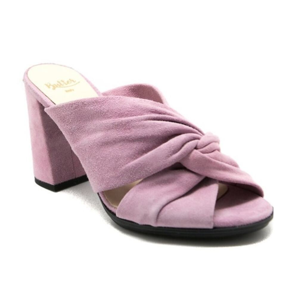 Butter Italy Hannah Suede Knot Mules - Lilac - EU 37